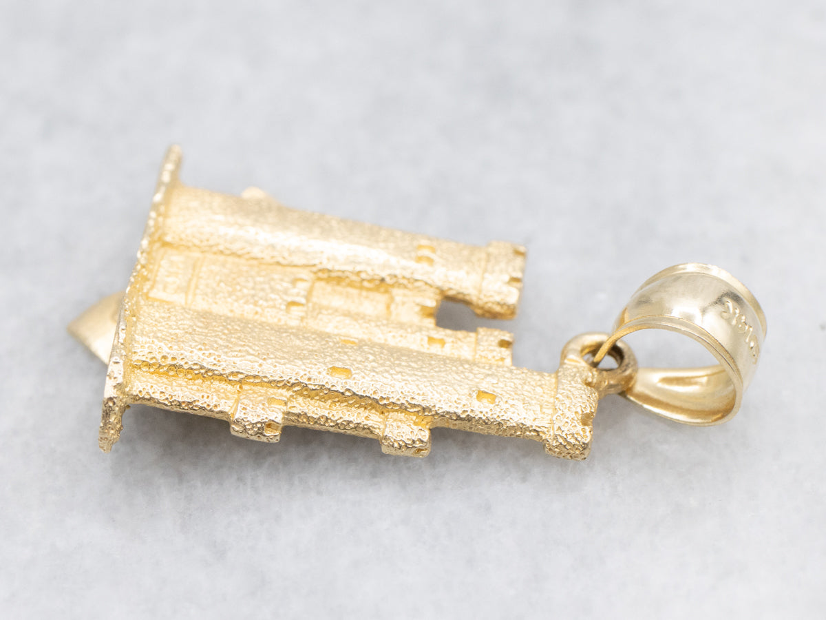 Textured Gold Sandcastle Pendant