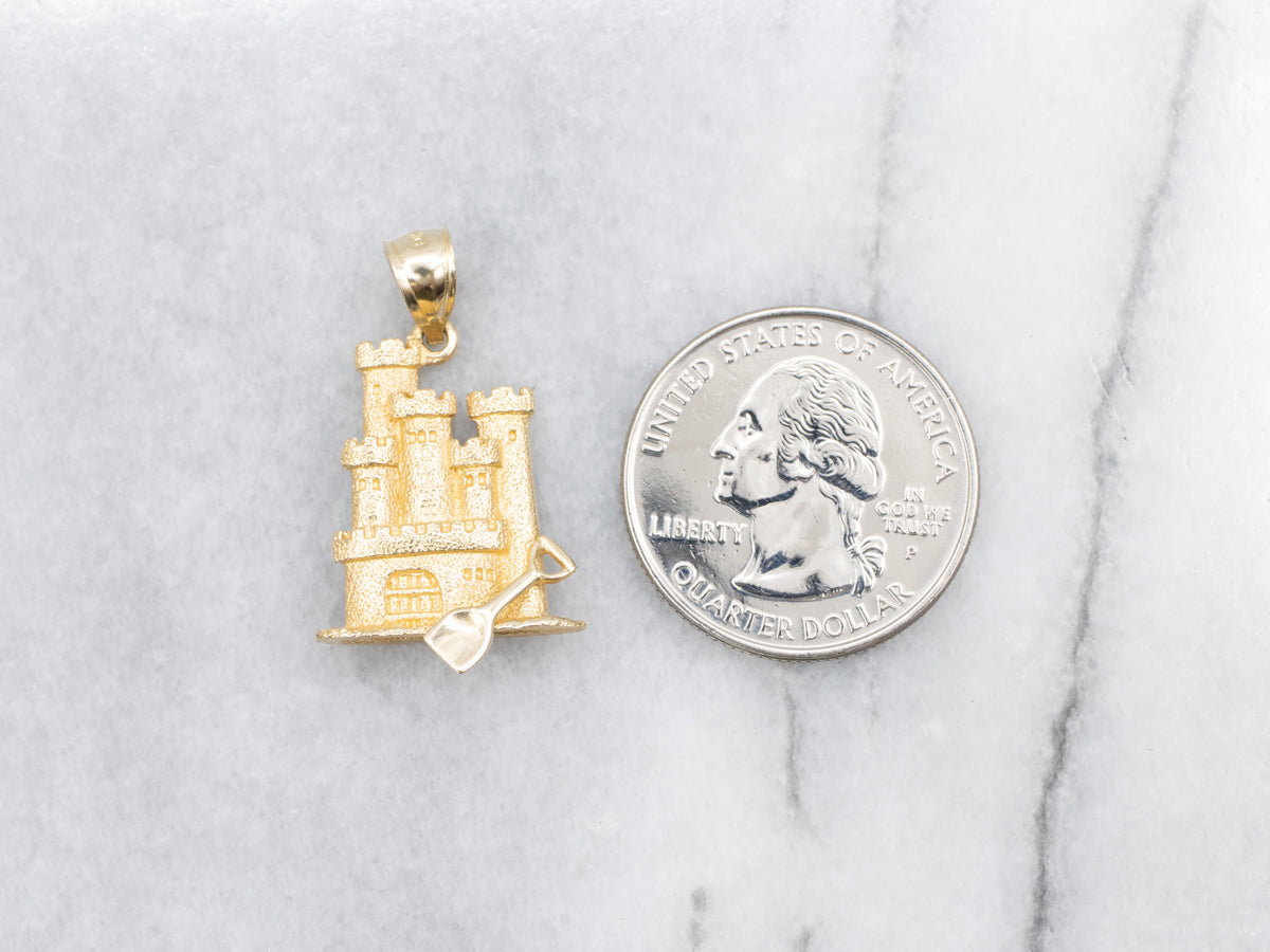 Textured Gold Sandcastle Pendant