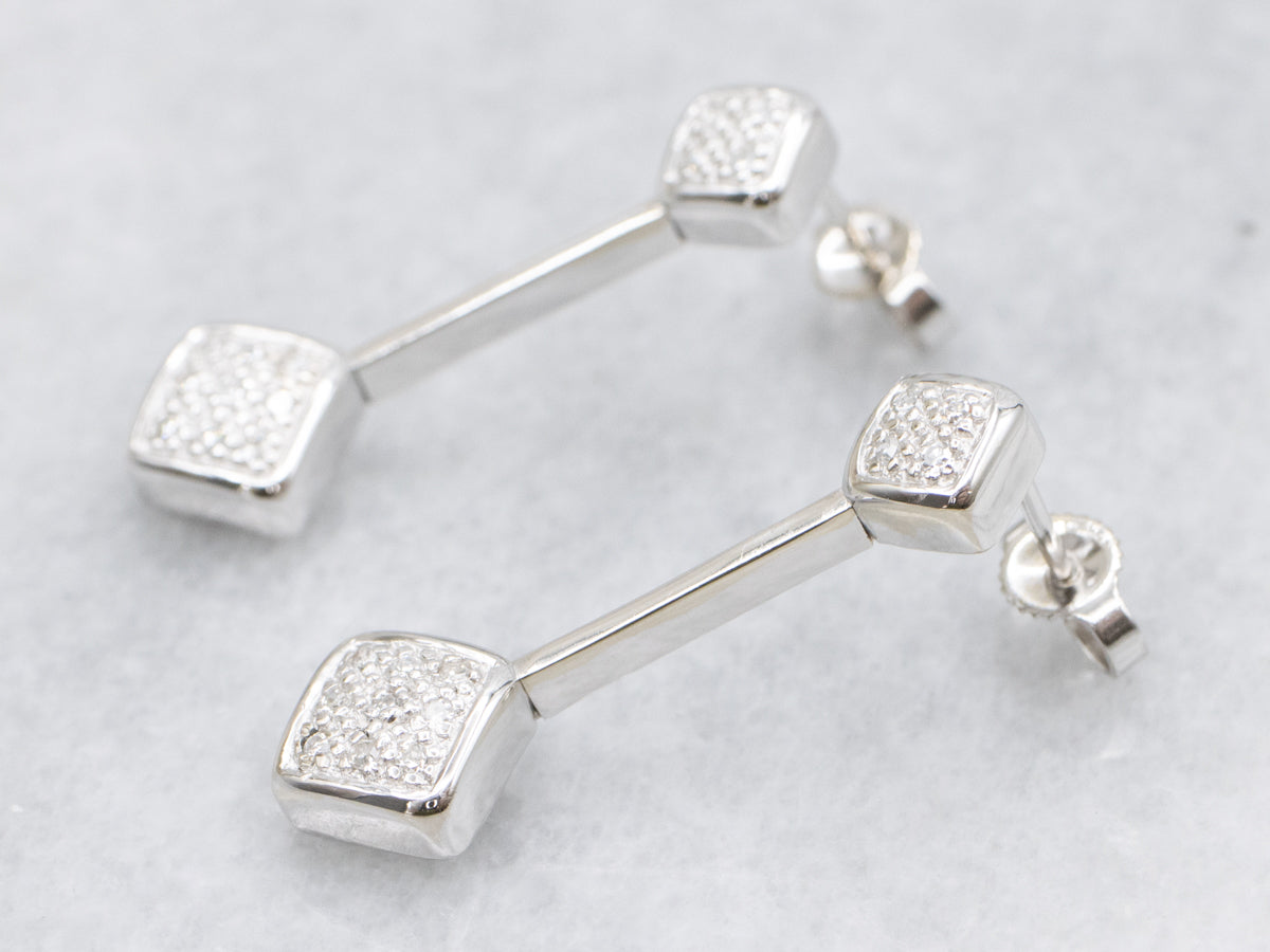 Sleek Elongated Diamond Cluster Drop Earrings