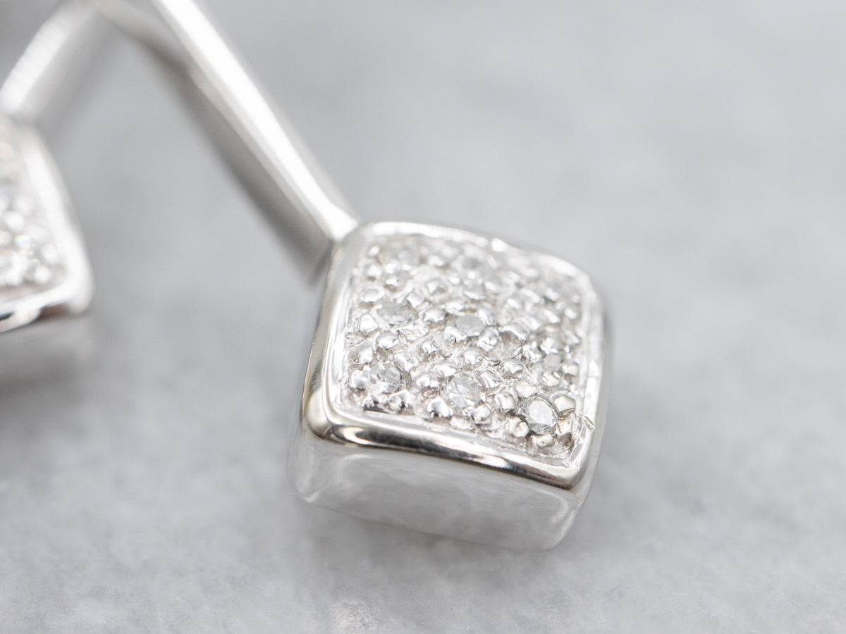 Sleek Elongated Diamond Cluster Drop Earrings