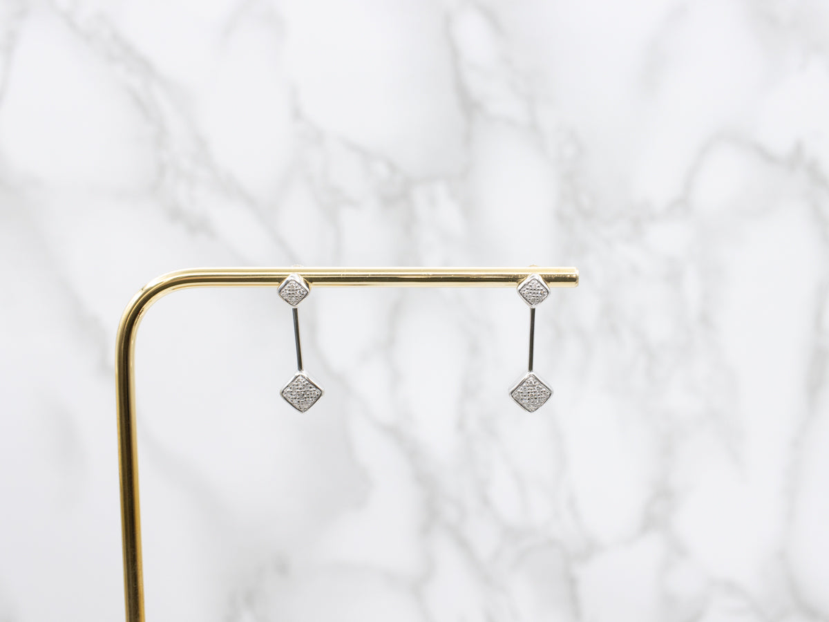 Sleek Elongated Diamond Cluster Drop Earrings