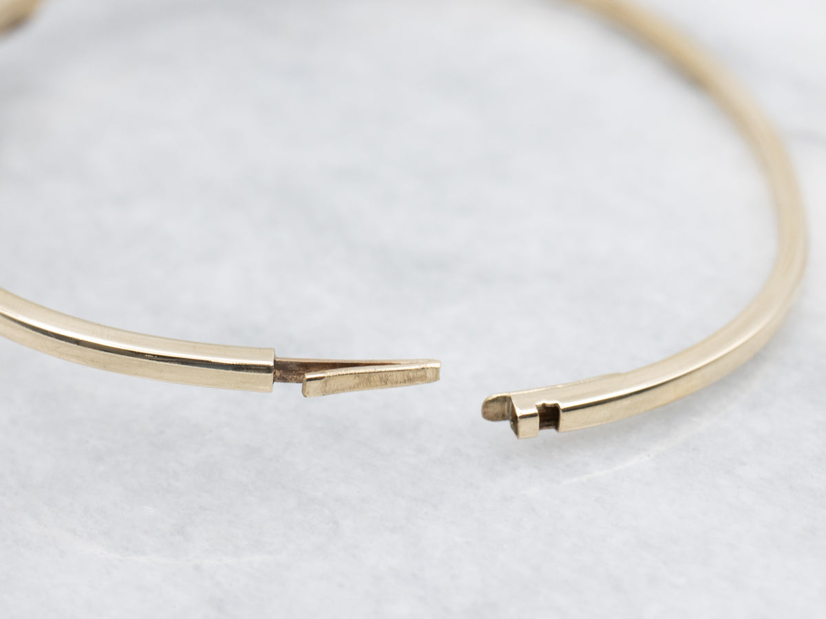 Vintage Two Tone Gold Sapphire and Synthetic Spinel Floral Bangle Bracelet