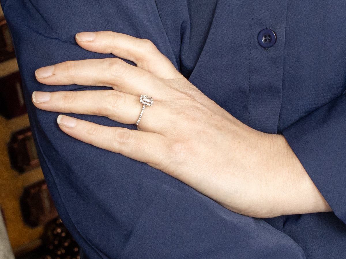 Modern Cushion Cut Diamond Halo Engagement Ring