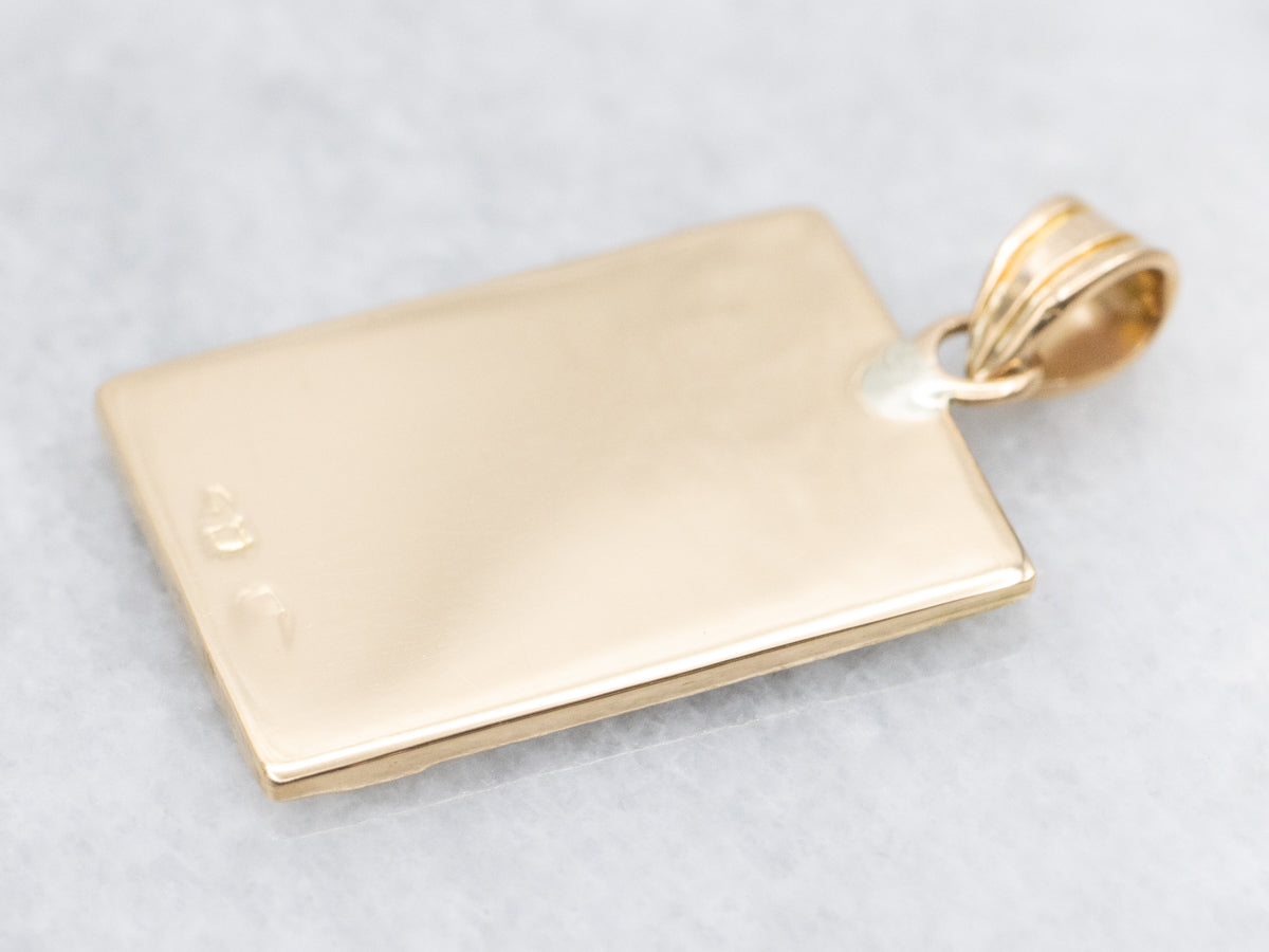 Gold Hand-Etched Madonna Religious Pendant