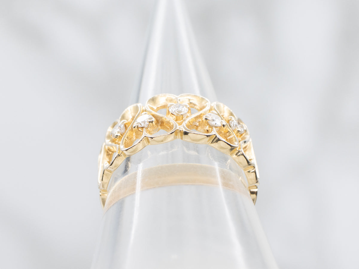 Diamond Gold Heart Pattern Ring