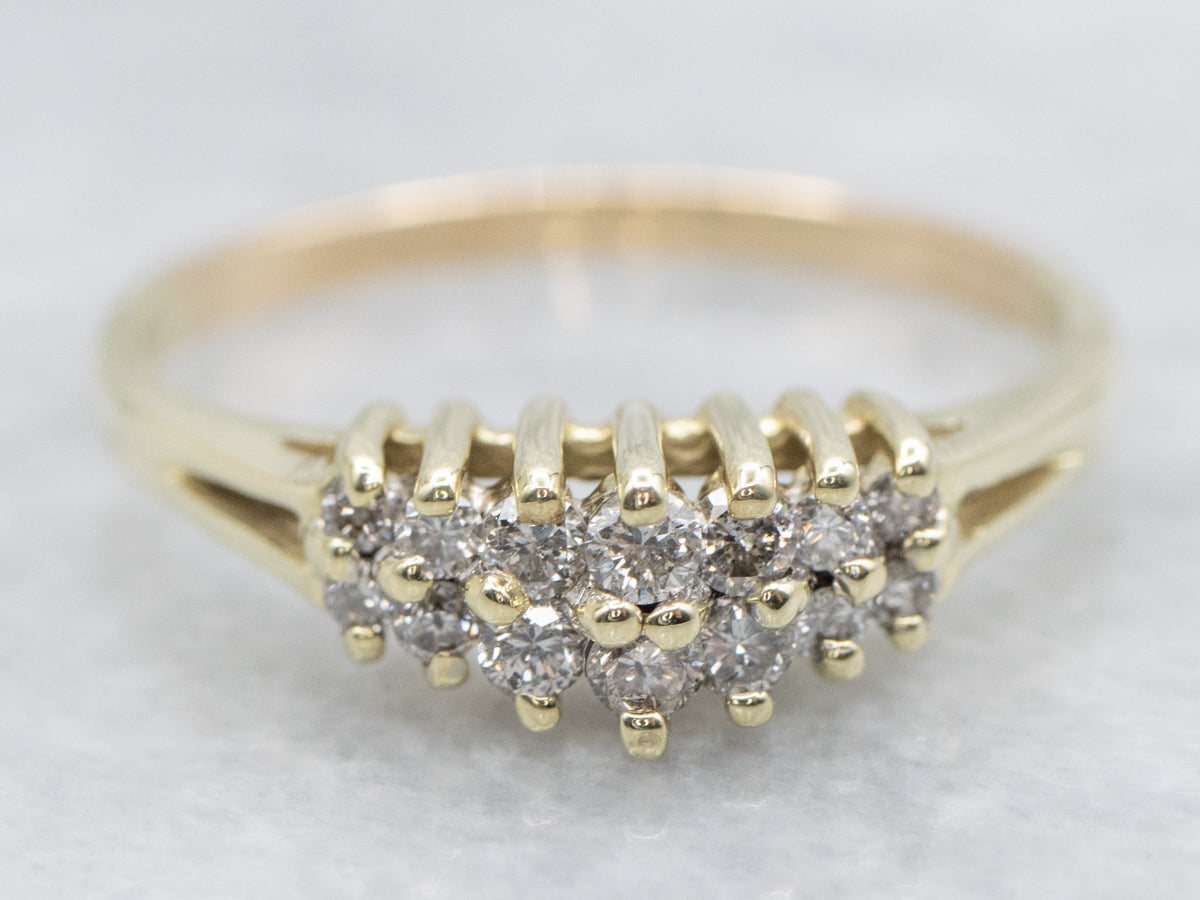 Double Row Diamond Split Shank Ring