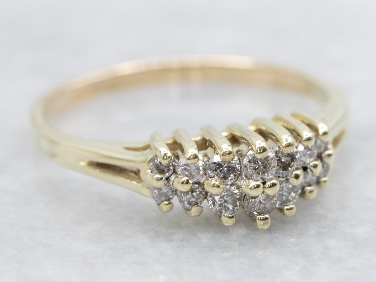 Double Row Diamond Split Shank Ring