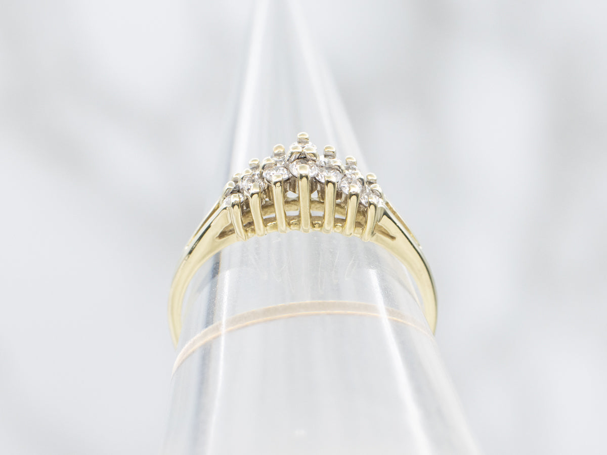 Double Row Diamond Split Shank Ring