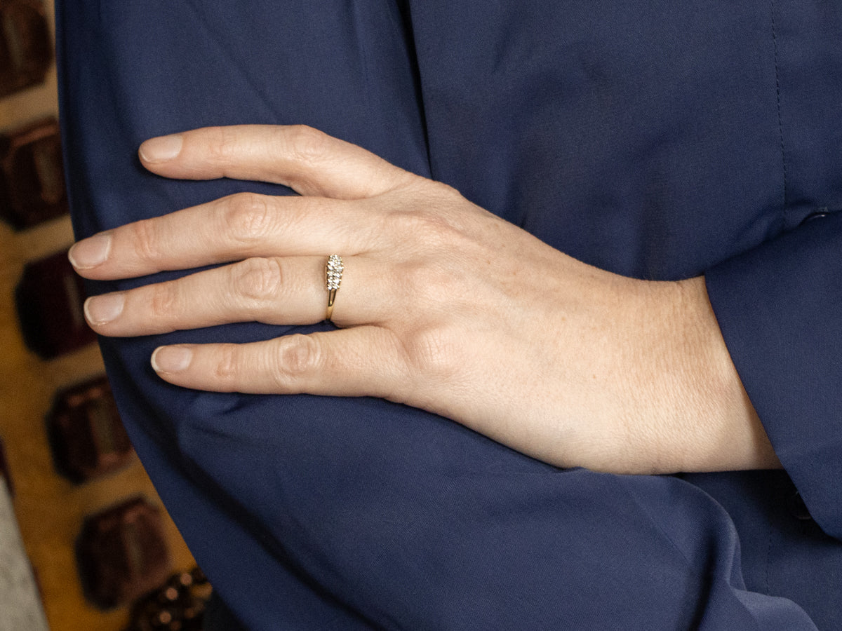 Double Row Diamond Split Shank Ring