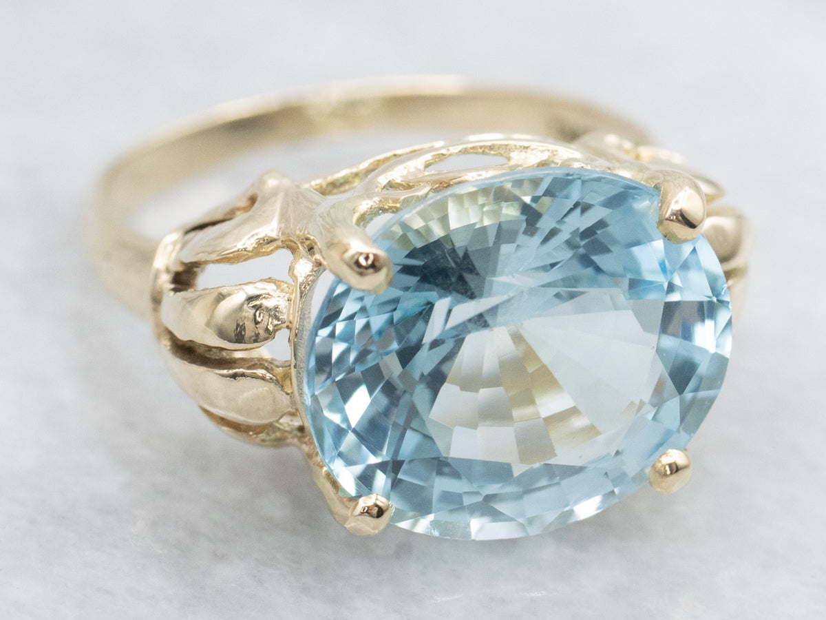 East-West Set Blue Topaz Cocktail Ring