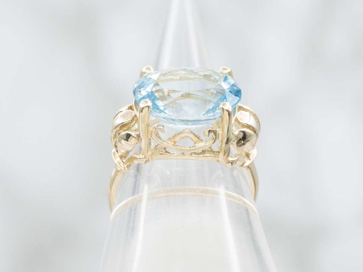 East-West Set Blue Topaz Cocktail Ring