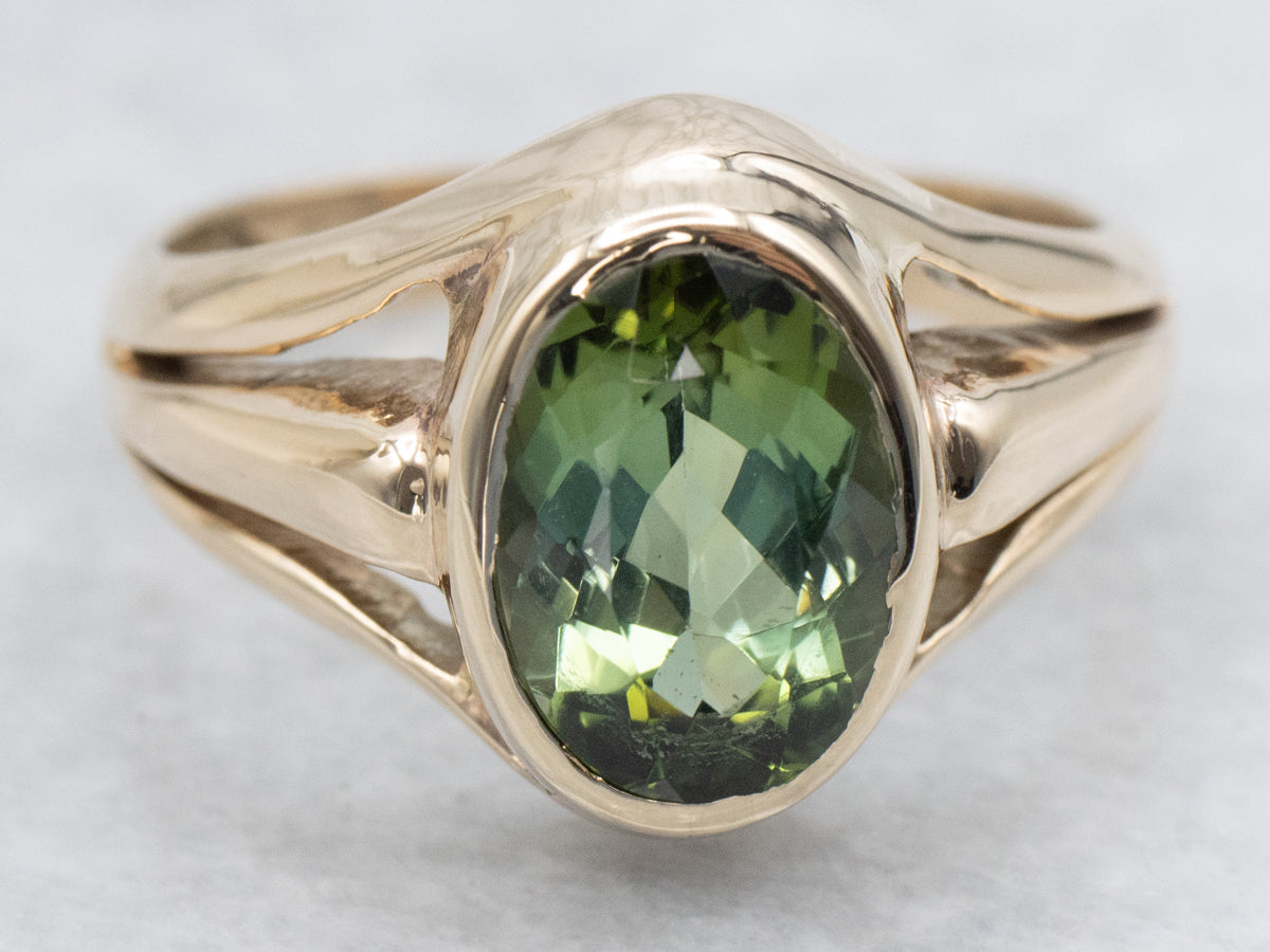 Green Tourmaline Solitaire Ring