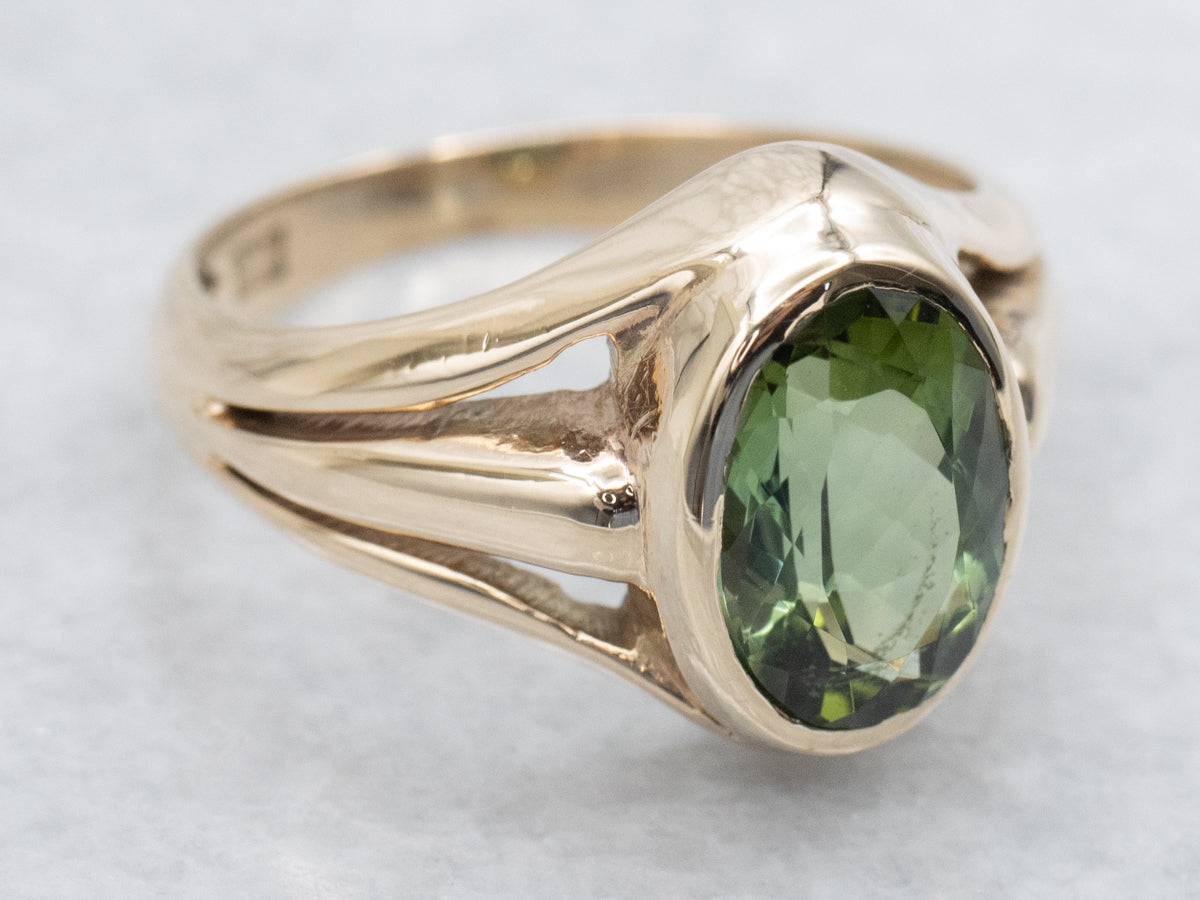 Green Tourmaline Solitaire Ring