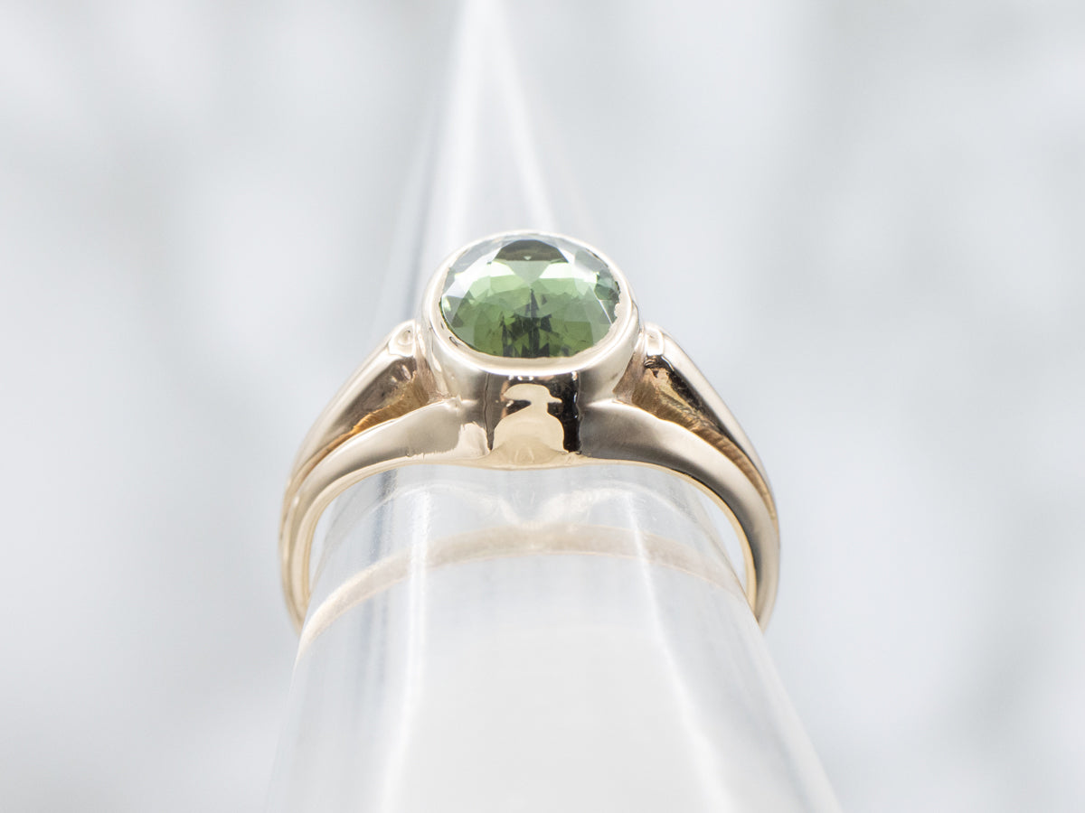 Green Tourmaline Solitaire Ring
