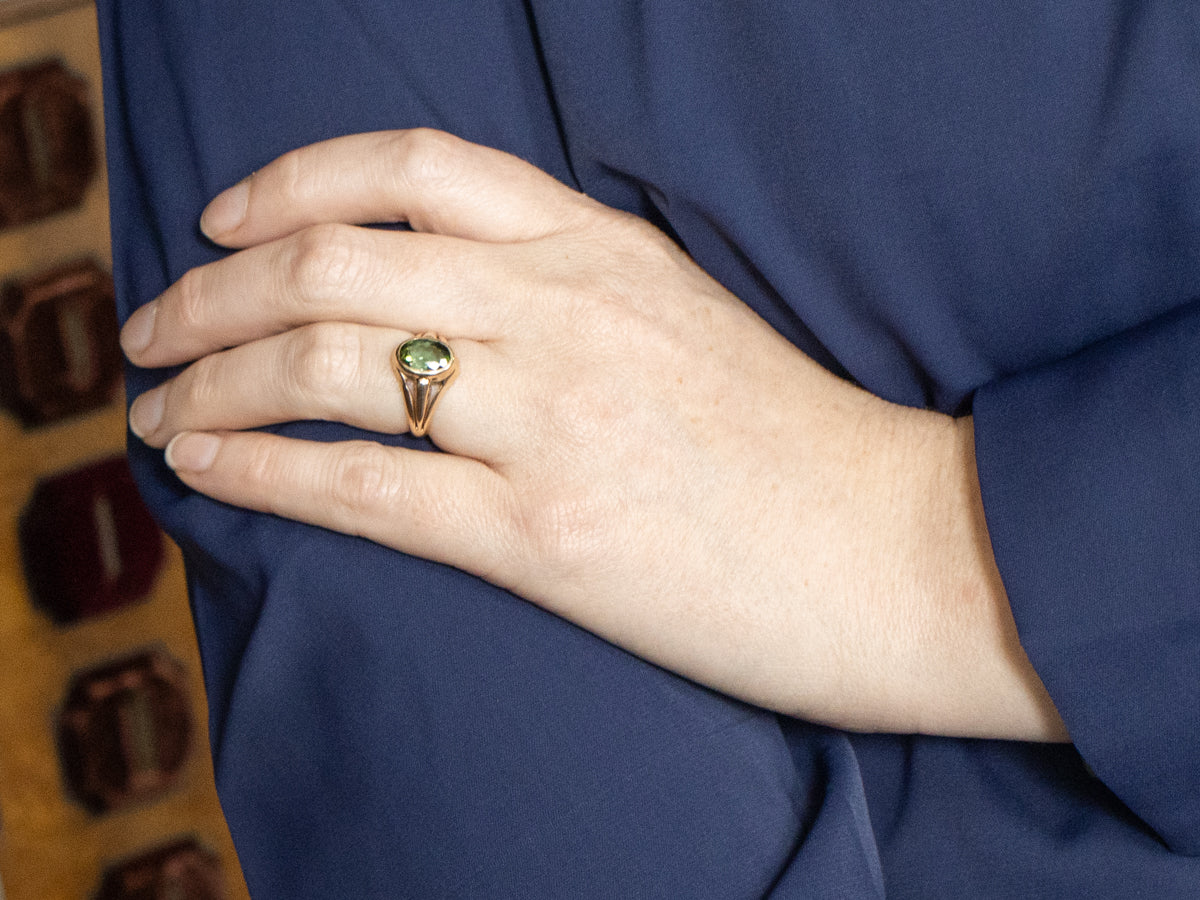 Green Tourmaline Solitaire Ring