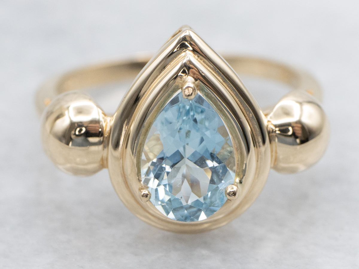 Pear Cut Aquamarine Solitaire Ring