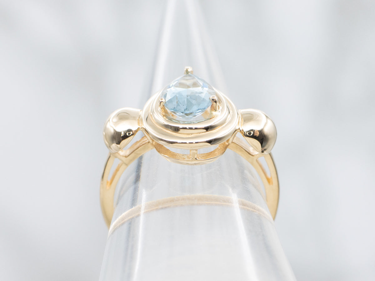 Pear Cut Aquamarine Solitaire Ring