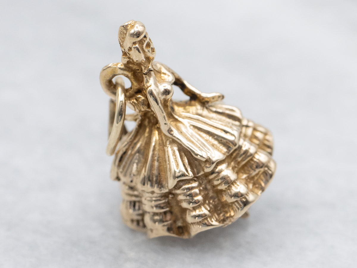 Gold Woman in Gown Charm