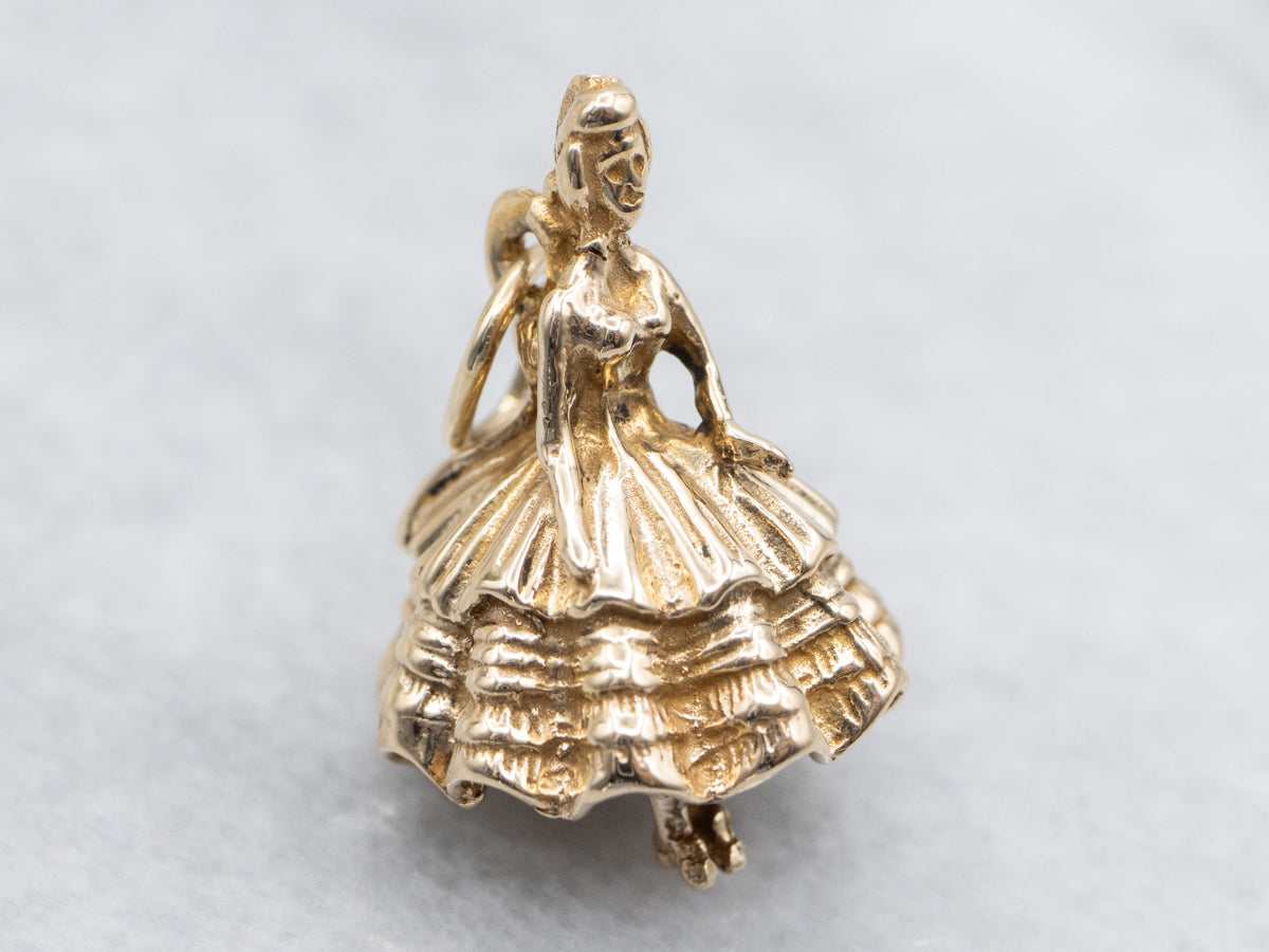 Gold Woman in Gown Charm