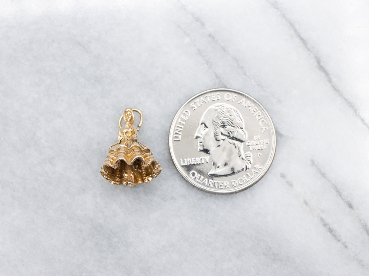 Gold Woman in Gown Charm