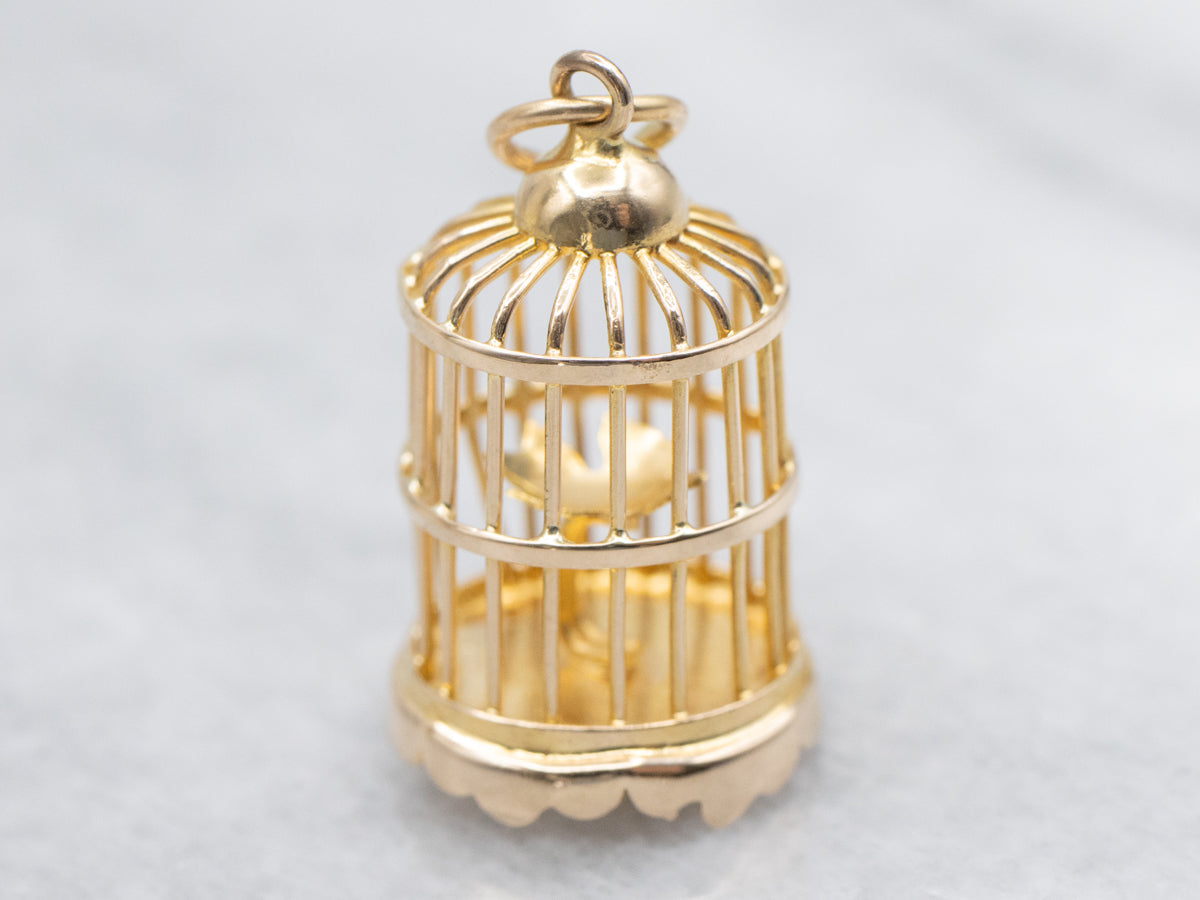 Yellow Gold Birdcage Pendant
