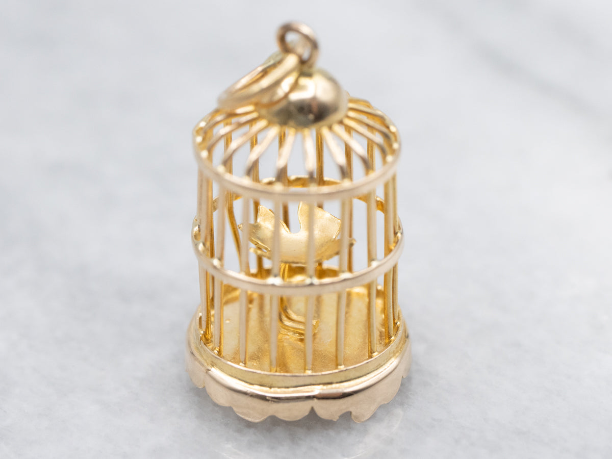 Yellow Gold Birdcage Pendant