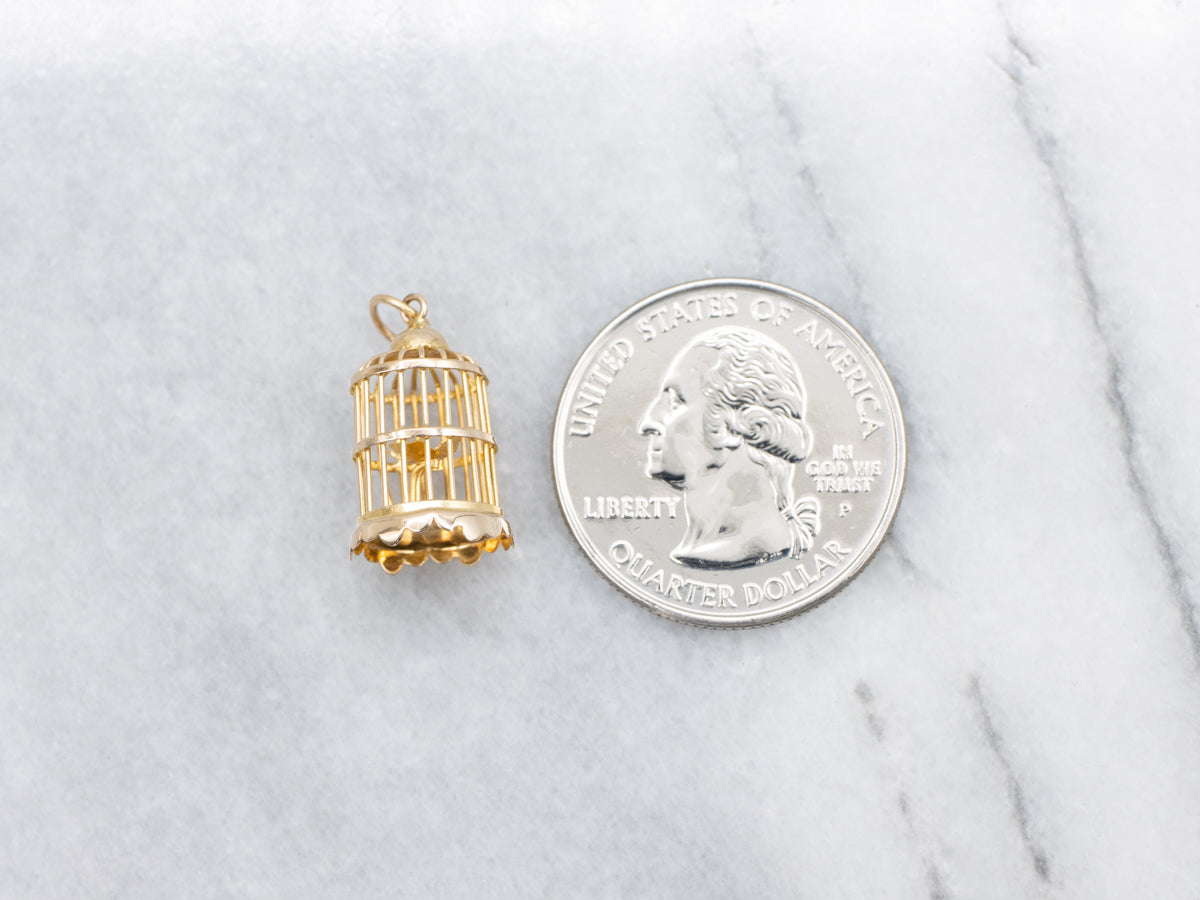 Yellow Gold Birdcage Pendant