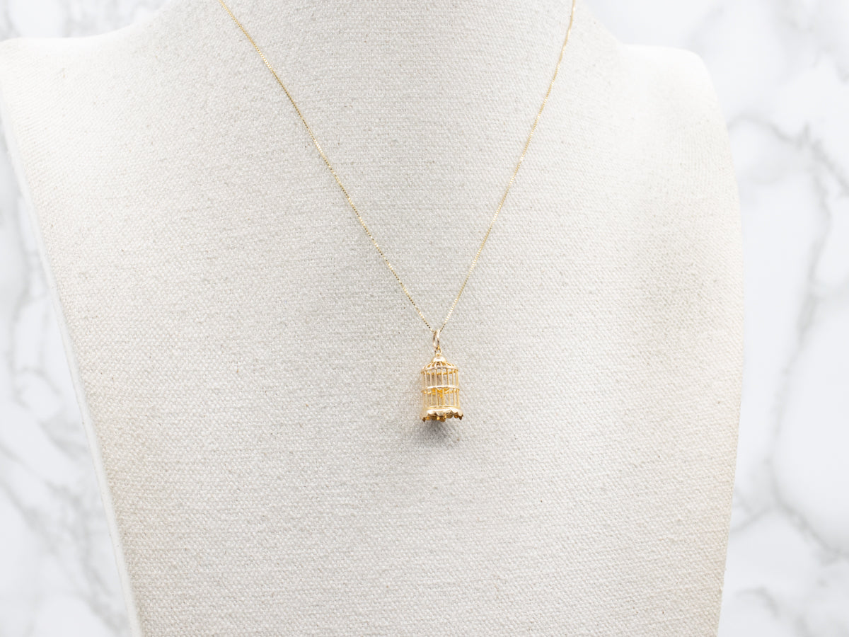 Yellow Gold Birdcage Pendant