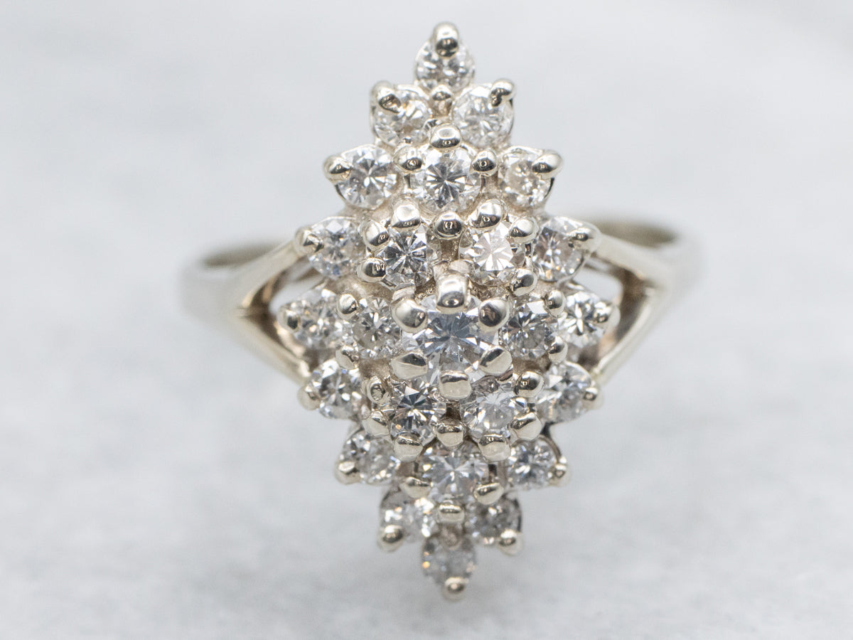 Vintage Diamond Cluster Navette Ring