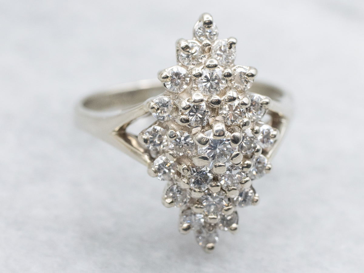 Vintage Diamond Cluster Navette Ring