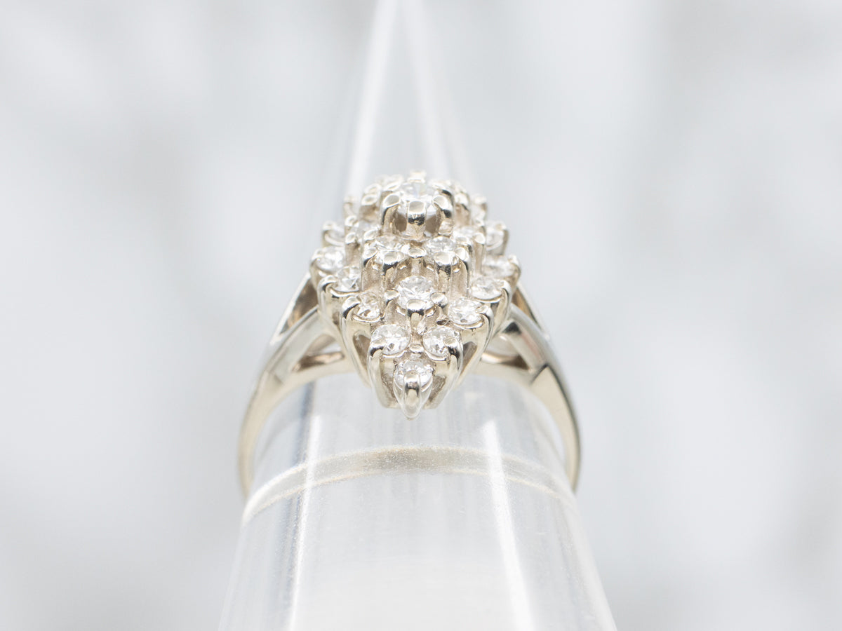 Vintage Diamond Cluster Navette Ring