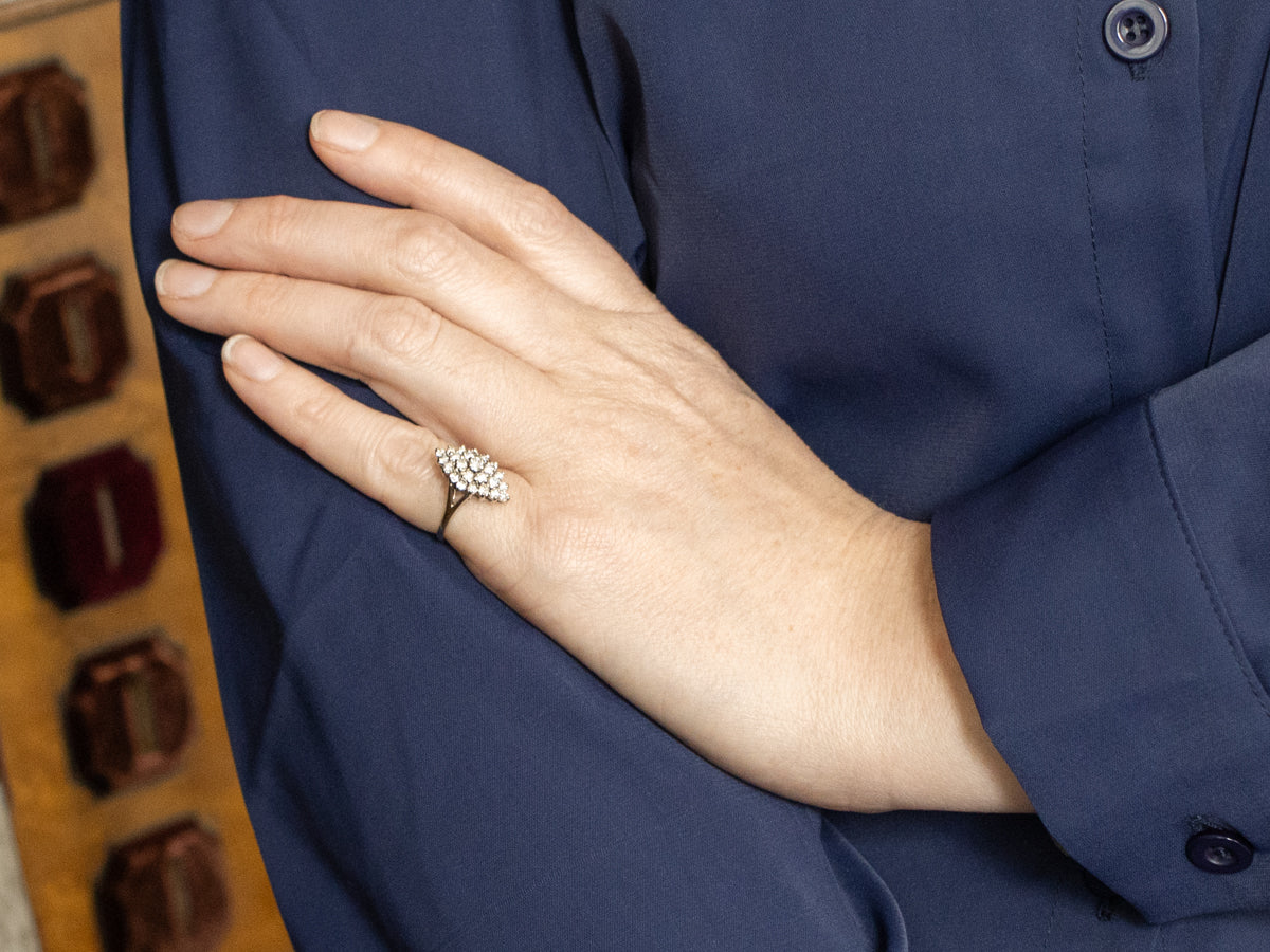 Vintage Diamond Cluster Navette Ring