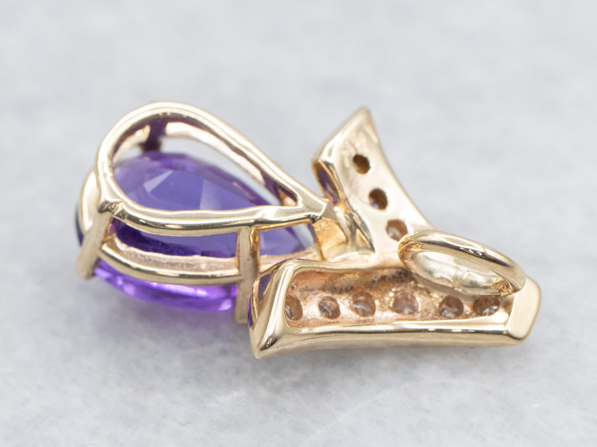 Teardrop Amethyst and Diamond Pendant