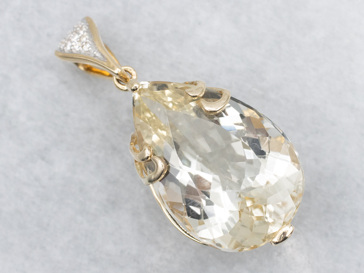 Champagne Quartz and Diamond Pendant