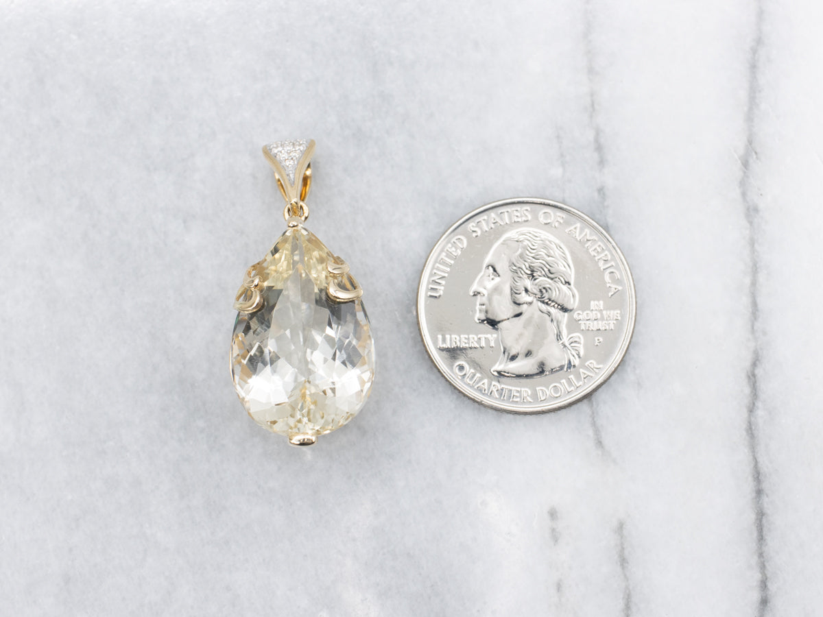 Champagne Quartz and Diamond Pendant