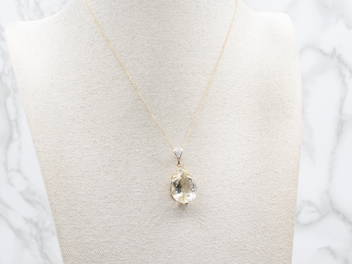 Champagne Quartz and Diamond Pendant