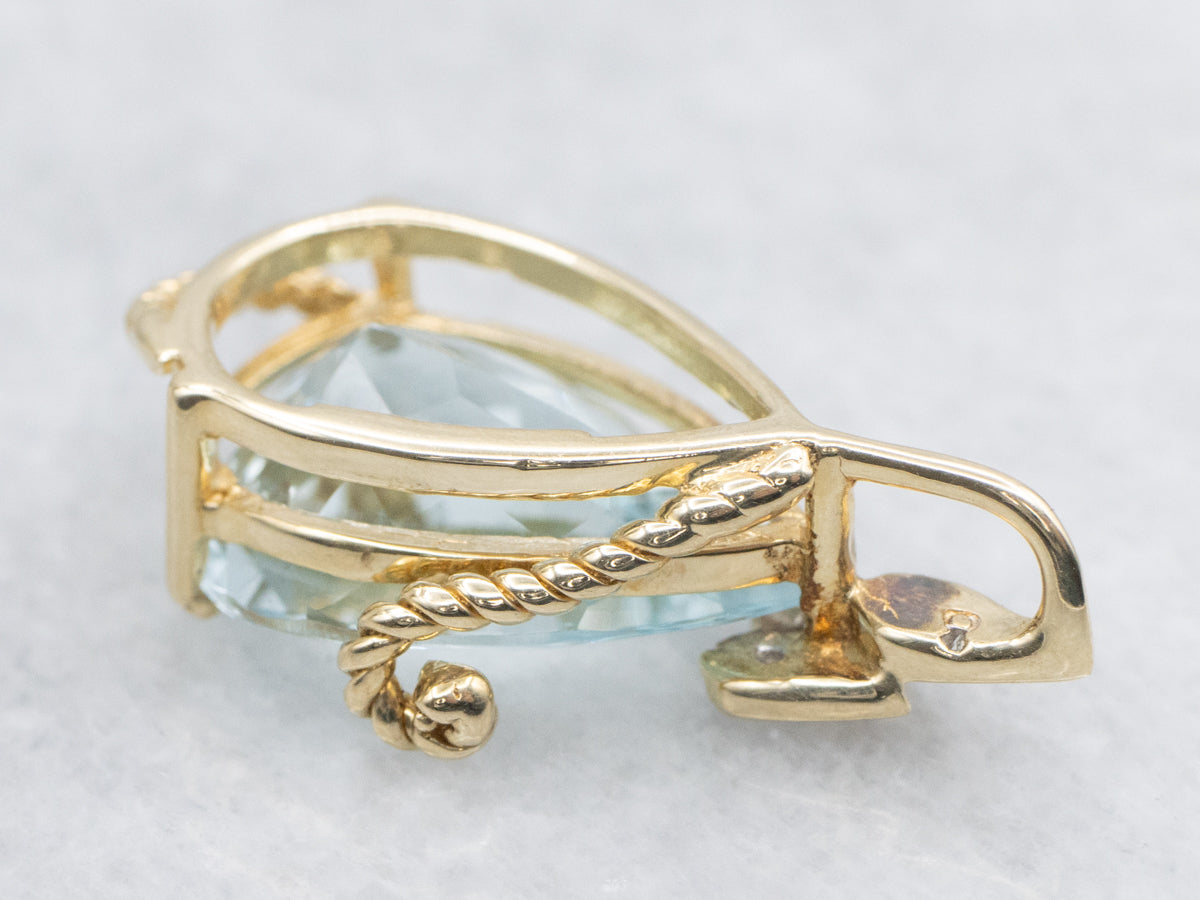 Modern Gold Aquamarine and Diamond Pendant