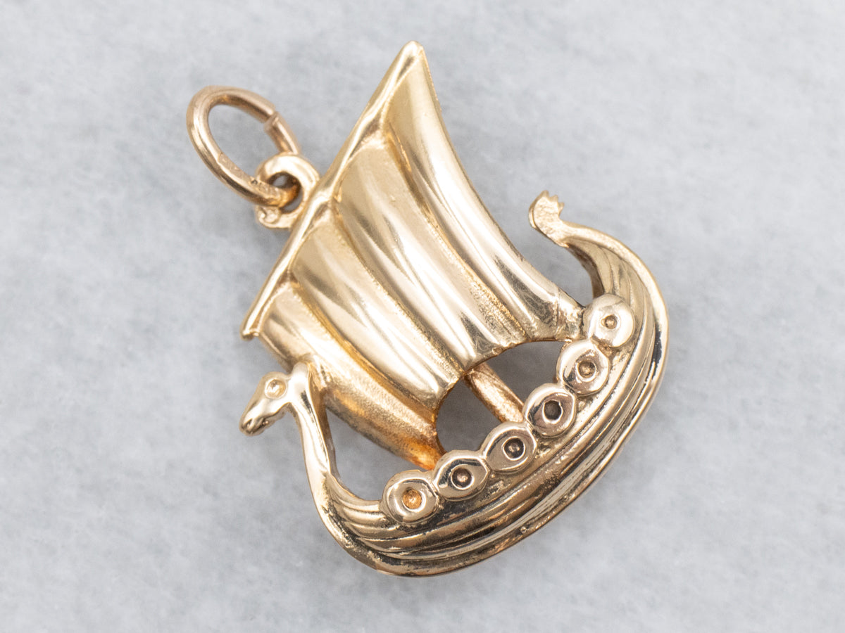 Yellow Gold Viking Ship Pendant