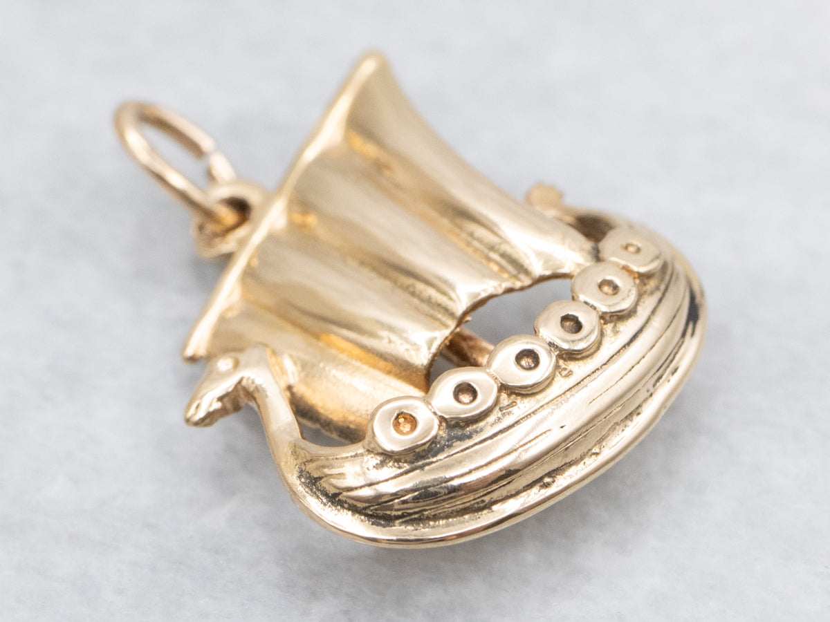Yellow Gold Viking Ship Pendant