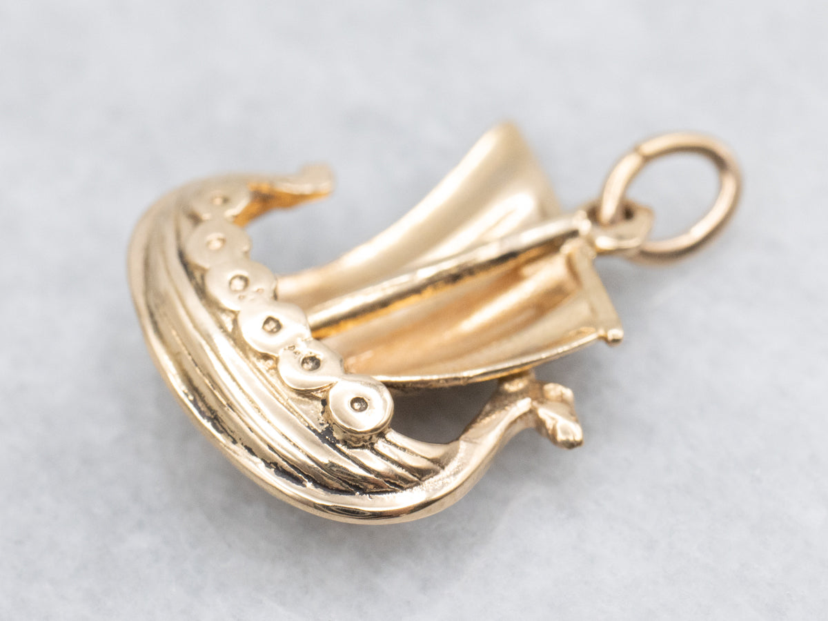 Yellow Gold Viking Ship Pendant