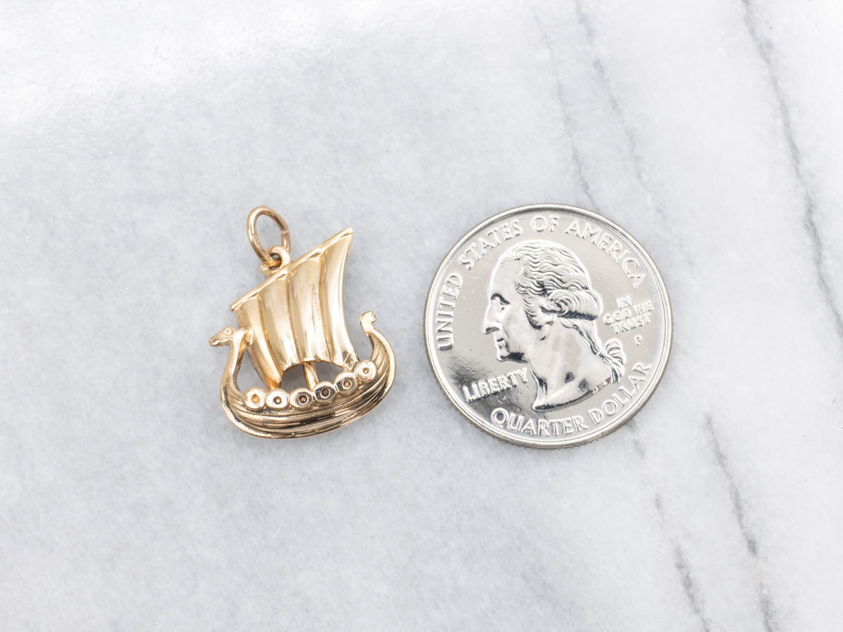 Yellow Gold Viking Ship Pendant