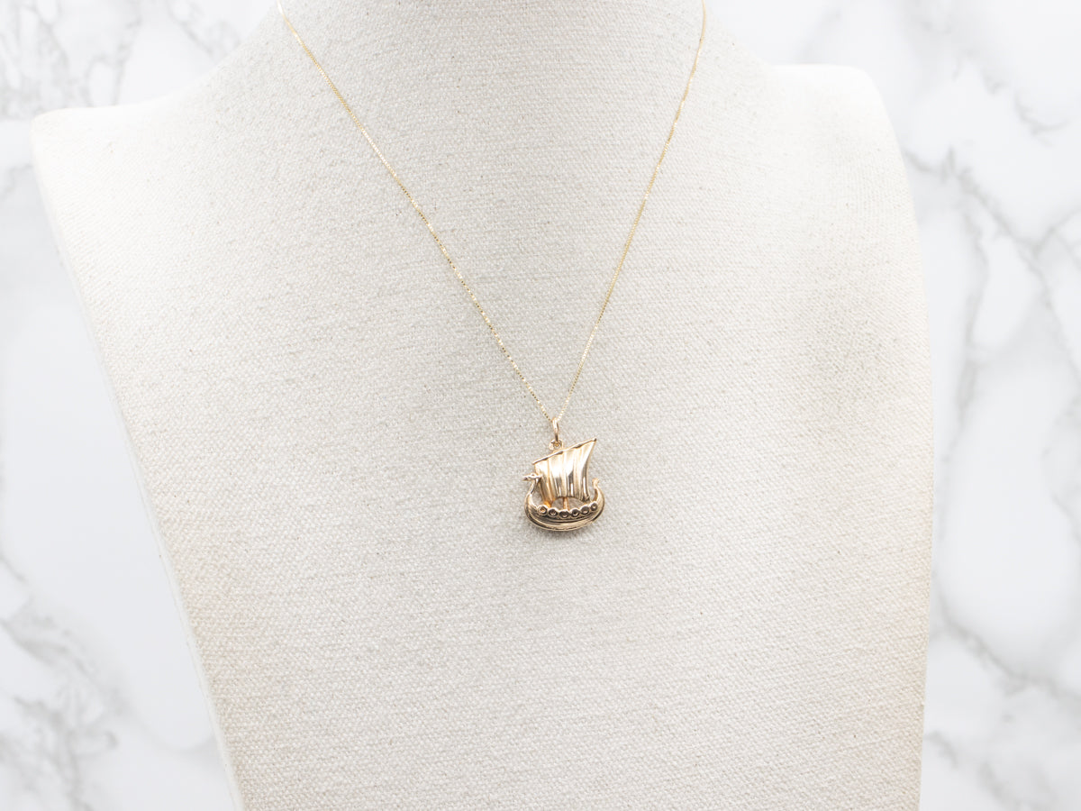 Yellow Gold Viking Ship Pendant
