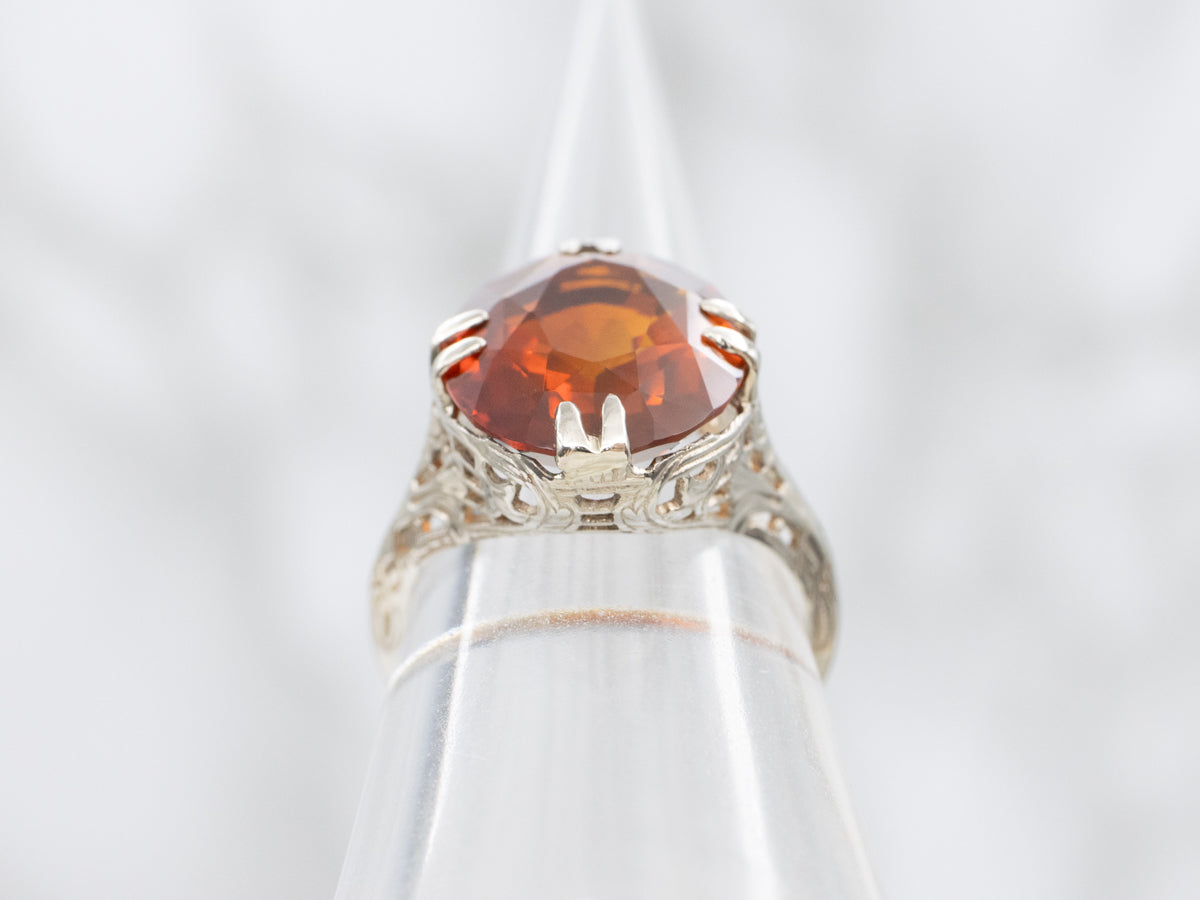 Stunning Art Deco Citrine Solitaire Ring