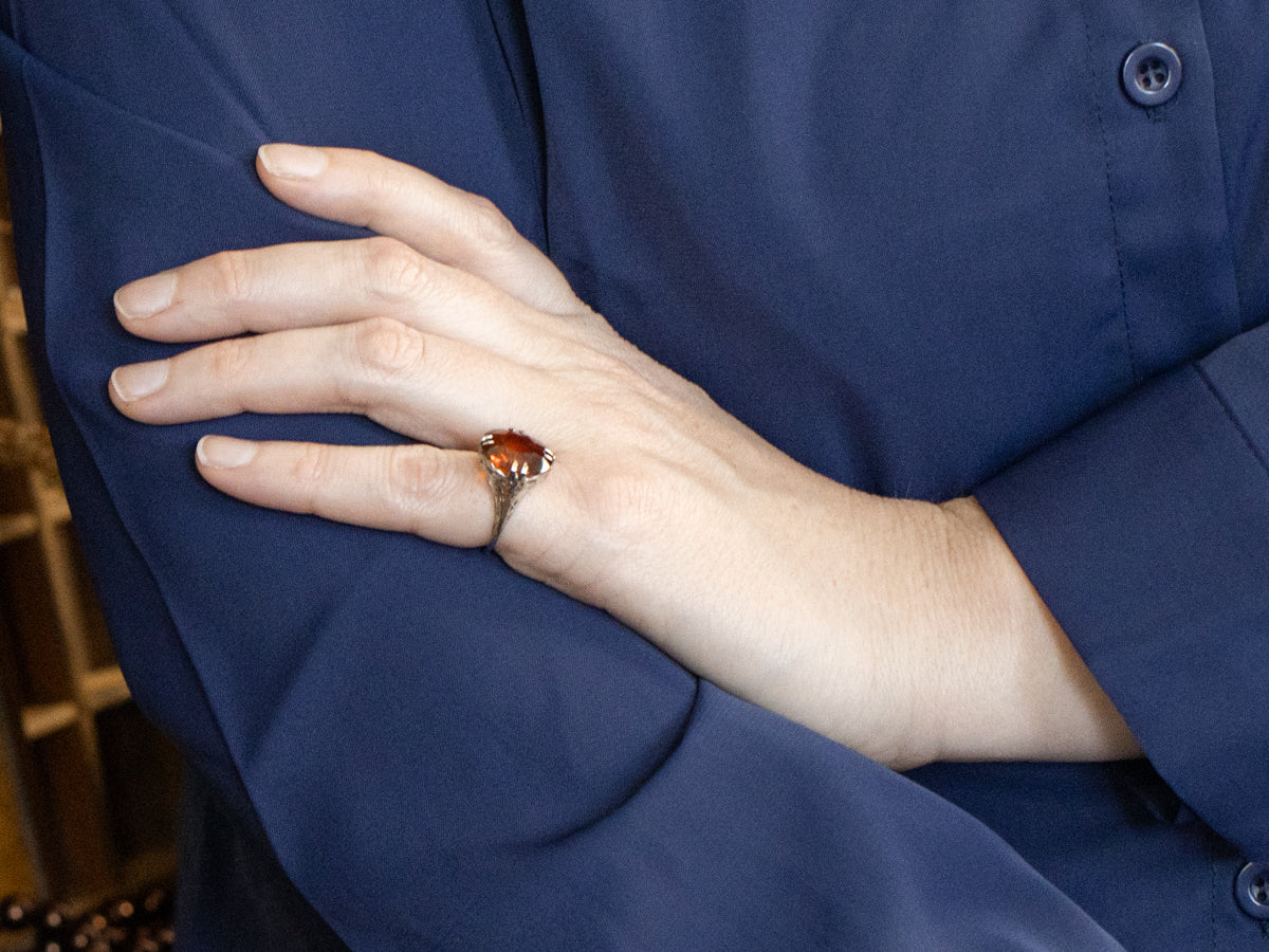 Stunning Art Deco Citrine Solitaire Ring