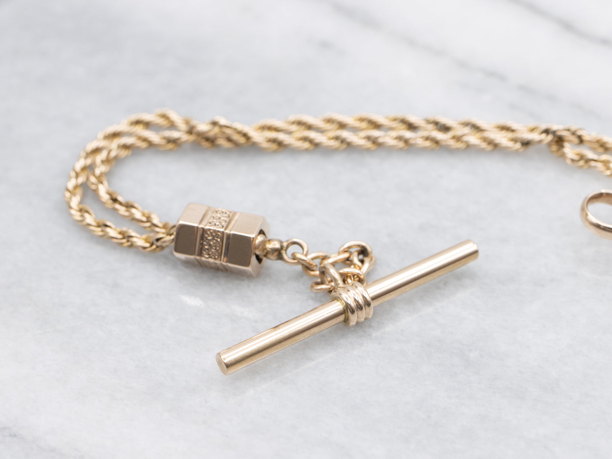 Victorian T-Bar Pocket Watch Chain with Dog Clip