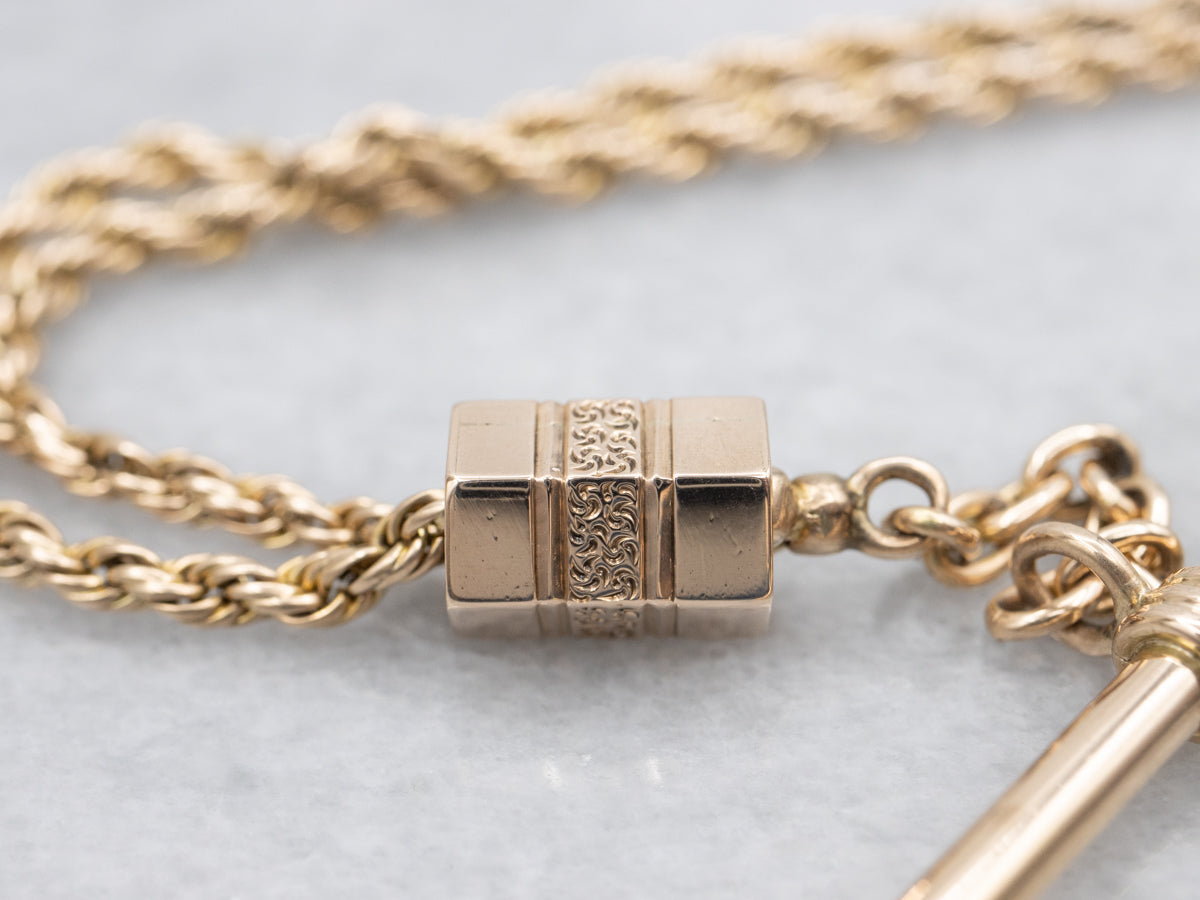 Victorian T-Bar Pocket Watch Chain with Dog Clip