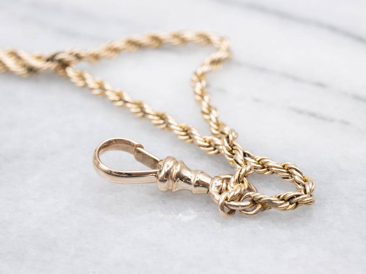 Victorian T-Bar Pocket Watch Chain with Dog Clip