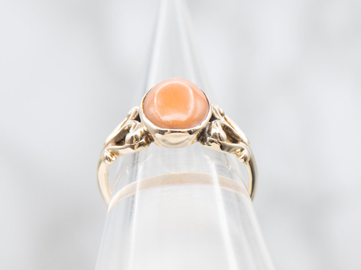 Victorian Revival Coral and Gold Ring