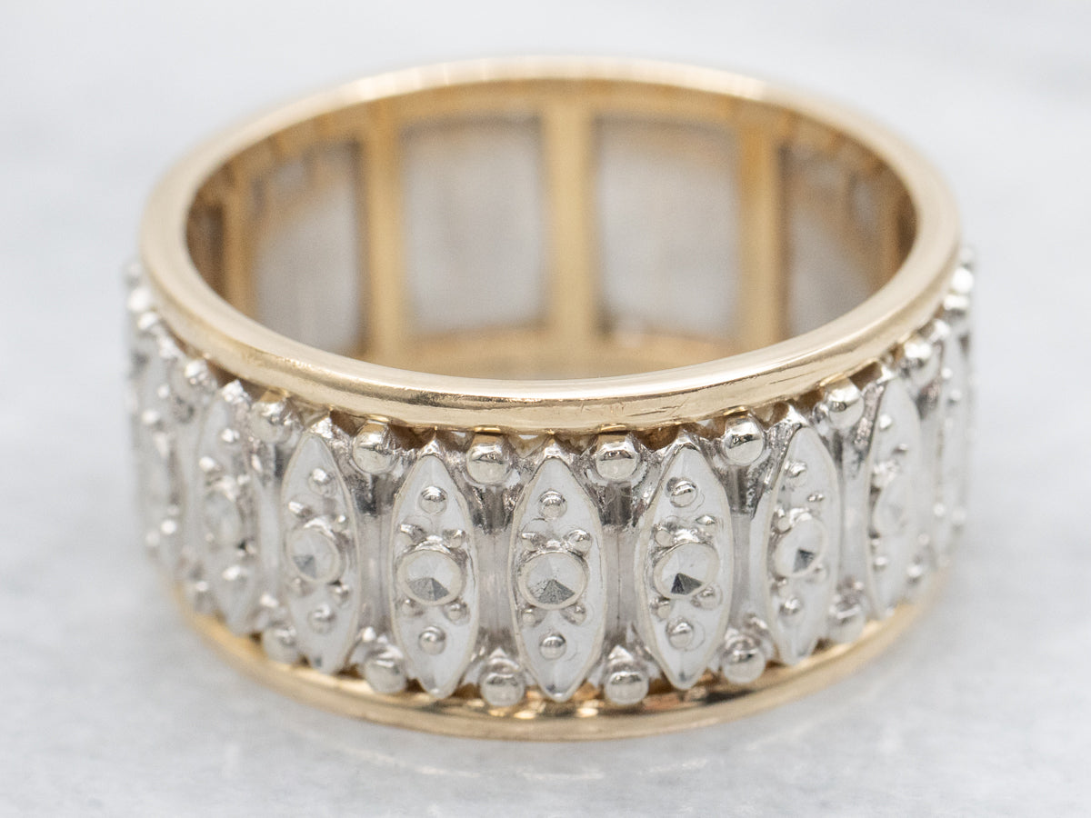 Retro Era Wide Two-Toned Gold Patterned Band