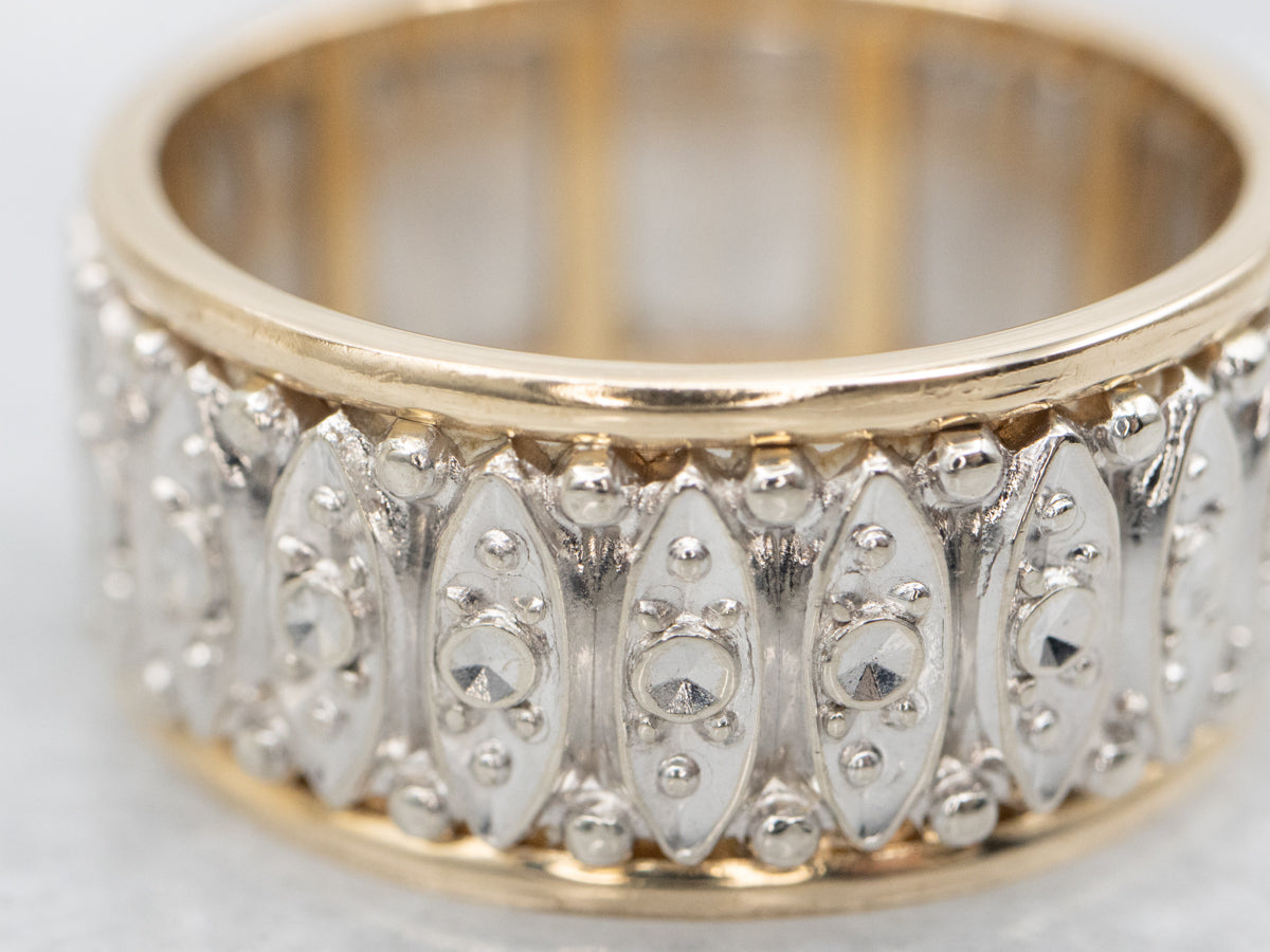 Retro Era Wide Two-Toned Gold Patterned Band